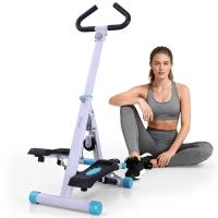 Soozier Height Adjustable Stair Stepper, Stepper Exercise Machine with Handlebar, LCD Monitor, Turquoise(m-11)