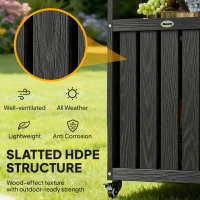 Outsunny Outdoor Bar Cart with Storage, Stainless Steel Outdoor Bar Table Top, Wheeled HDPE Kitchen Island for Food Prep, Black(m-5)