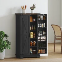 HOMCOM 47" Kitchen Pantry Storage Cabinet, Farmhouse Kitchen Pantry Cabinet with Adjustable Shelves and Door Shelves, Black(m-8)