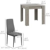 HOMCOM Dining Table Set for 2, Square Kitchen Table and Chairs, Dining Room Table and PU Leather Upholstered Chairs, Grey(m-3)
