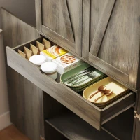 HOMCOM 72" Kitchen Pantry Cabinet, Farmhouse Storage Cabinet with 4 Doors, Drawer, 8 Door Shelves and Adjustable Shelf, Grey(m-10)