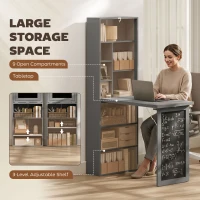 HOMCOM Fold-out Convertible Office Desk, Wall Mount Computer Desk with Blackboard and Side Shelf, Charcoal Grey(m-5)