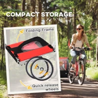 Aosom 2-Seat Child Bike Trailer for Kids with a Strong Steel Frame, 5-Point Safety Harnesses, & Comfortable Seat, Red(m-6)