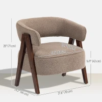 HOMCOM Upholstered Accent Chair, Sherpa Fleece Armchair with Solid Wood Legs and Steel Frame for Living Room, Light Brown(m-3)
