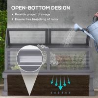 Outsunny Raised Garden Flower Bed Kit with Greenhouse, Wooden Cold Frame Planter, 48" x 24" x 32", Grey(m-5)