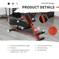 Soozier Adjustable Weight Bench Roman Chair Exercise Training Multi-Functional Hyper Extension Bench Dumbbell Bench Ab Sit up Decline Flat Black and Red(m-6)