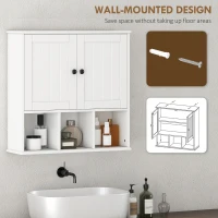 HOMCOM Farmhouse Bathroom Wall Cabinet, Wall Mounted Medicine Cabinet with Adjustable Shelf, Open Compartments, White(m-4)