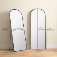 HOMCOM Arched Standing Mirror, 64" x 24" Full Length Mirror, Free Standing or Wall Mounted for Living Room, Bedroom, Black(m-3)