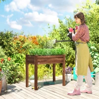 Outsunny 34" x 18" x 30" Wooden Patio Raised Garden Bed Planter, Elevated Planter Box with Legs, Carbonized(m-10)