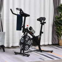 Soozier Exercise Bike, Stationary Bike with LCD Display, Indoor Cycling Bike for Home Workout, with 6kg Flywheel, Black(m-8)