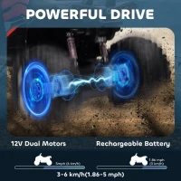 Aosom Kids Ride-on Car, 12V/10AH Four Wheeler Kids ATV, Battery Powered Off-Road Quad with MP3, Headlights, Suspension, 1.8-5 mph, Red(m-4)