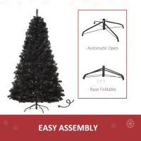 HOMCOM 7ft Artificial Christmas Tree Unlit Douglas Fir with Realistic Branches and 1346 Tips, Black Halloween Style(m-7)