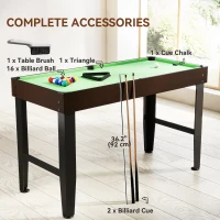 Soozier 55" Mini Pool Table, Pool Game Billiard Table Set with 2 Cues, 16 Balls, 2 Chalks, Triangle, Brush, Green(m-4)