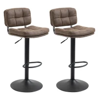 HOMCOM Bar Stools Set of 2, Swivel Counter Height Barstools with Adjustable Height, Back and Footrest, PU Leather Bar Chairs(m-2)