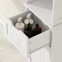 HOMCOM 67" Tall Bathroom Storage Cabinet, Narrow Bathroom Cabinet with LED Light, Adjustable Shelf, Open Compartment, Drawer(m-10)