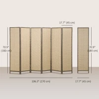 HOMCOM 6 FT Room Divider, 6 Panel Folding Privacy Screen, Lightweight Handwoven Freestanding Partition for Home Office, Brown(m-3)