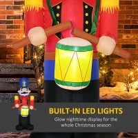 HOMCOM 8ft Christmas Inflatables Outdoor Decorations Nutcracker Toy Soldier with Drum, Blow-Up Yard Christmas Decor with LED Lights Display(m-4)