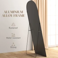 HOMCOM Arched Standing Mirror, 64" x 24" Full Length Mirror, Free Standing or Wall Mounted for Living Room, Bedroom, Black(m-6)
