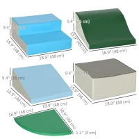 Qaba 6-Piece Soft Play for 12-36 Months Toddlers to Climb, Crawl, Slide, Blue, Green(m-3)