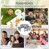 Outsunny 8 Seater Round Wooden Pub Bench & Picnic Table, Patio Dining Set for Outdoor Patio (Umbrella Not Included)(m-7)