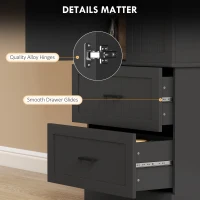 HOMCOM Tall Pantry Cabinet, 67" Kitchen Storage Cabinet with Adjustable Shelves and 2 Drawers for Kitchen, Dining Room, Black(m-6)