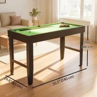 Soozier 55" Mini Pool Table, Pool Game Billiard Table Set with 2 Cues, 16 Balls, 2 Chalks, Triangle, Brush, Green(m-3)