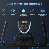 Soozier Exercise Bike, Stationary Bike with LCD Display, Indoor Cycling Bike for Home Workout, with 6kg Flywheel, Black(m-4)