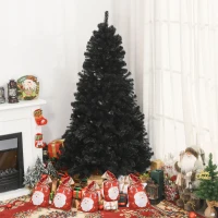 HOMCOM 7ft Artificial Christmas Tree Unlit Douglas Fir with Realistic Branches and 1346 Tips, Black Halloween Style(m-2)