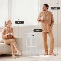 HOMCOM 2-Tier Side Table with Drawer and Shelf, End Table for Living Room and Hallway, White(m-8)