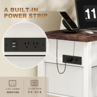 HOMCOM Lift Top Coffee Table, Center Table with 3 Hidden Compartments, 2 Fabric Drawers, Expandable Top and Charging Station(m-6)