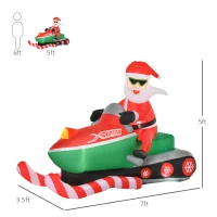 HOMCOM 7ft Christmas Inflatables Outdoor Decorations Santa Claus Driving a Snowmobile, Blow-Up Yard Christmas Decor with LED Lights Display(m-3)