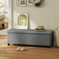 HOMCOM 47 Inches Storage Ottoman Bench, Foot Rest with Legs, End of Bed Bench, Corduroy Storage Chest for Living Room, Gray(m-10)
