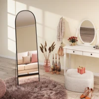 HOMCOM Arched Standing Mirror, 64" x 24" Full Length Mirror, Free Standing or Wall Mounted for Living Room, Bedroom, Black(m-10)