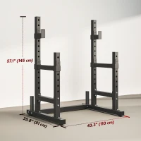 Soozier Adjustable Squat Rack, 660 lbs Multi-Function Barbell Rack for Weight Lifting and Home Gym Strength Training, Black(m-3)