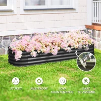 Outsunny 6.4 x 2 x 1ft Galvanized Raised Garden Bed Kit, Metal Planter Box with Safety Edging, Dark Grey(m-7)