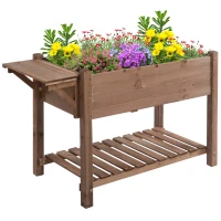 Outsunny Raised Garden Bed with 8 Grids and Storage Shelf, Elevated Planter Box with Legs, for Vegetables Flowers Herbs, Brown(m-2)