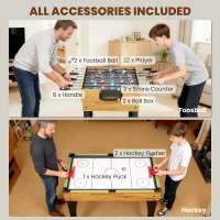 Soozier 48 in 13-in-1 Combo Multi Game Table with Foosball, Pool, Hockey and More for Kids and Adults, Light Walnut(m-6)