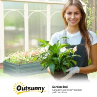 Outsunny 8'x2'x1' Galvanized Raised Bed, Large Elevated Planter Box for Growing Flowers, Herbs and Vegetables, Green(m-10)