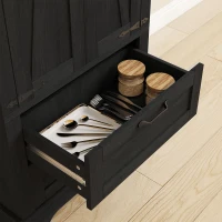 HOMCOM 71" Tall Kitchen Pantry Cabinet, Farmhouse Kitchen Storage Cabinet with Soft-Close Drawer and Adjustable Shelves, Black(m-10)