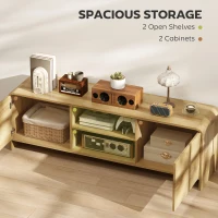 HOMCOM TV Stand for up to 65 Inch TV, Nordic Entertainment Center with 2 Cabinets and 2 Open Shelves for Living Room, Natural(m-5)