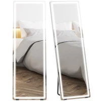 HOMCOM LED Full Length Mirror, Standing Body Mirror with 3 Colour Lighting for Bedroom Living Room(m-11)