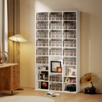 HOMCOM Media Storage Cabinet, 9-Tier DVD Shelf with 21 Adjustable Shelves, Holds 835 CDs, 500 DVDs or 640 Blu-rays, White(m-10)