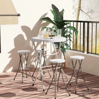 Outsunny 31.5" Bar Height Patio Table, Outdoor Bar Folding Table with HDPE Top, Locking Steel Legs for Party, Camping, White(m-9)