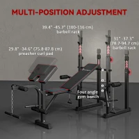 Soozier Weight Bench with Barbell Rack, Preacher Curl Bench, Leg Curl Machine for Home Weight Lifting Strength Training(m-5)