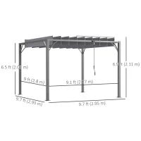 Outsunny 9.7' x 9.7' Outdoor Pergola with Retractable Roof, Aluminium Louvered Pergola Canopy Gazebo for Lawn Garden Patio, Grey(m-3)