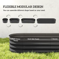 Outsunny 6.4 x 2 x 1ft Galvanized Raised Garden Bed Kit, Metal Planter Box with Safety Edging, Dark Grey(m-4)