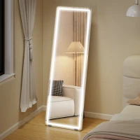 HOMCOM LED Full Length Mirror, Standing Body Mirror with 3 Colour Lighting for Bedroom Living Room(m-1)