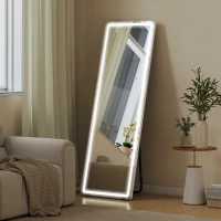 HOMCOM LED Full Length Mirror, Standing Body Mirror with 3 Colour Lighting for Bedroom Living Room(m-10)