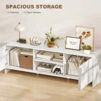 HOMCOM TV Stand for up to 65 Inch TV, Nordic Entertainment Center with 2 Cabinets and 2 Open Shelves for Living Room, White(m-5)