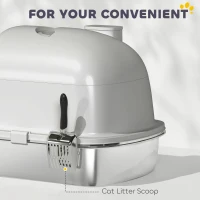 PawHut Enclosed Stainless Steel Litter Box, Metal Cat Litter Box with Scoop, Deodorizer Bag, Handle, Easy to Clean(m-6)